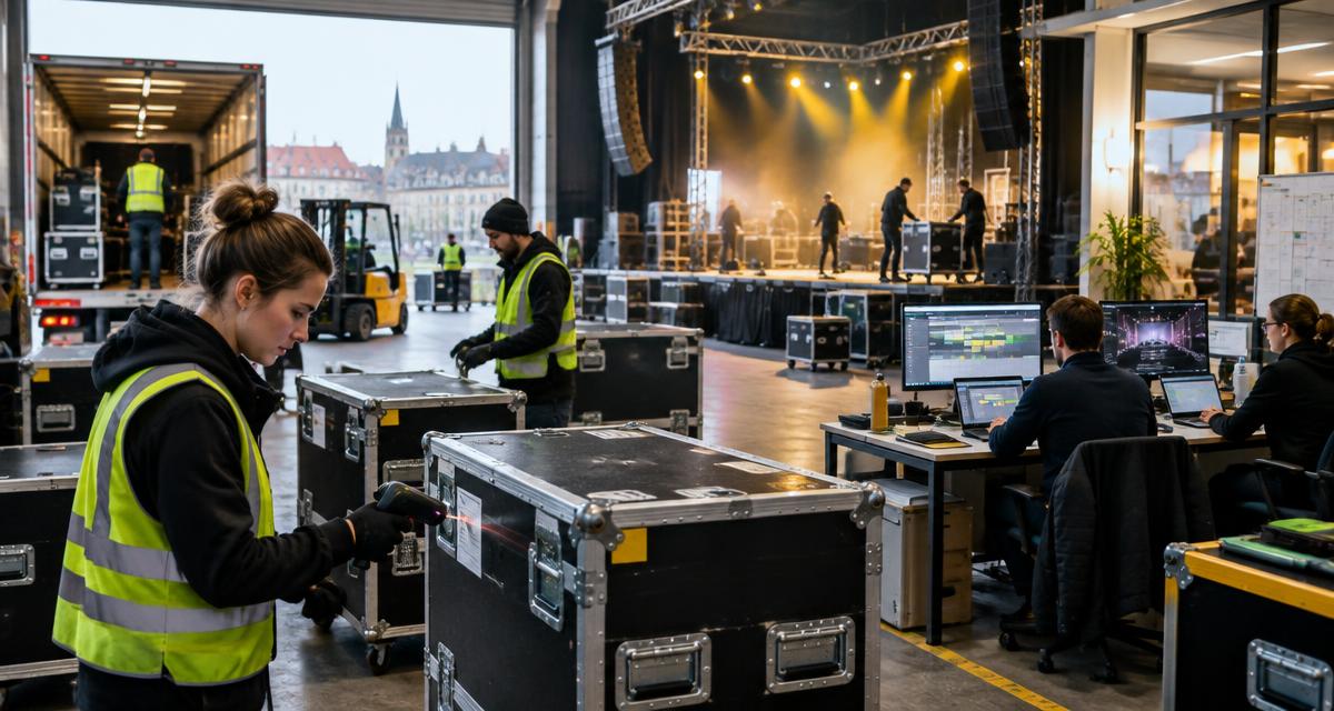 Magazijn, podium en productiekantoor werken samen binnen één eventoperatie