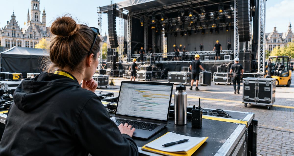 Productieleider volgt de opbouw van een evenement vanuit de productieplanning